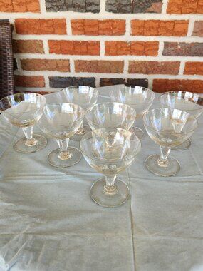 Vintage MCM Crystal Etched Champagne/Sherbet Glasses Set of 8